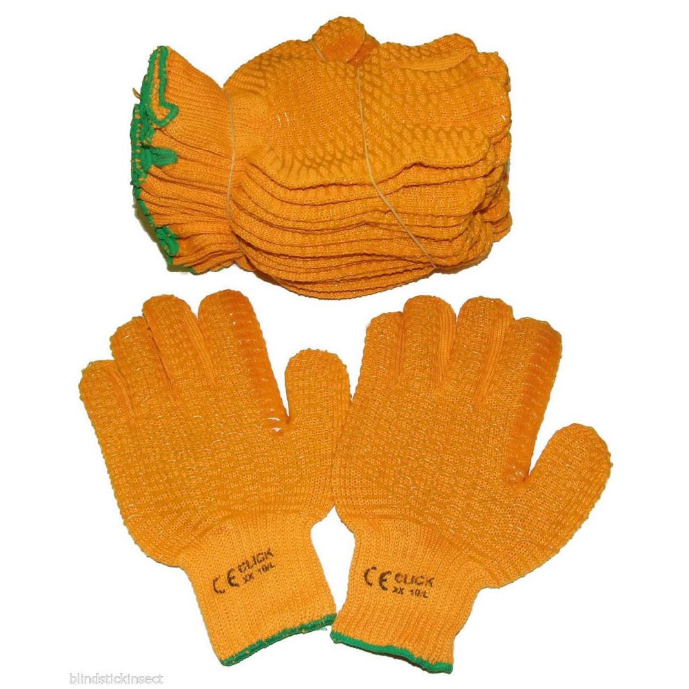 Yellow Criss Cross Gripper Gloves Large Size Pack Of 10