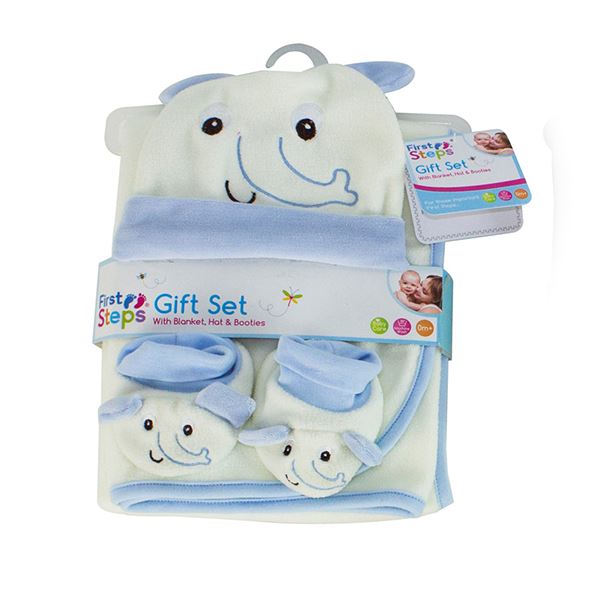 Premiers pas bébé Ensemble Cadeau Chapeau Chaussons /& 2 couvertures Baby Shower cadeau