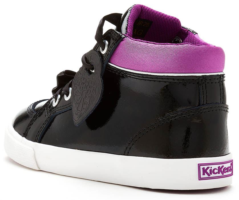 Kickers Hi Kids /& Junior Shiny Metallic Boots Strap /& Lace Bow in Pastel /& Black