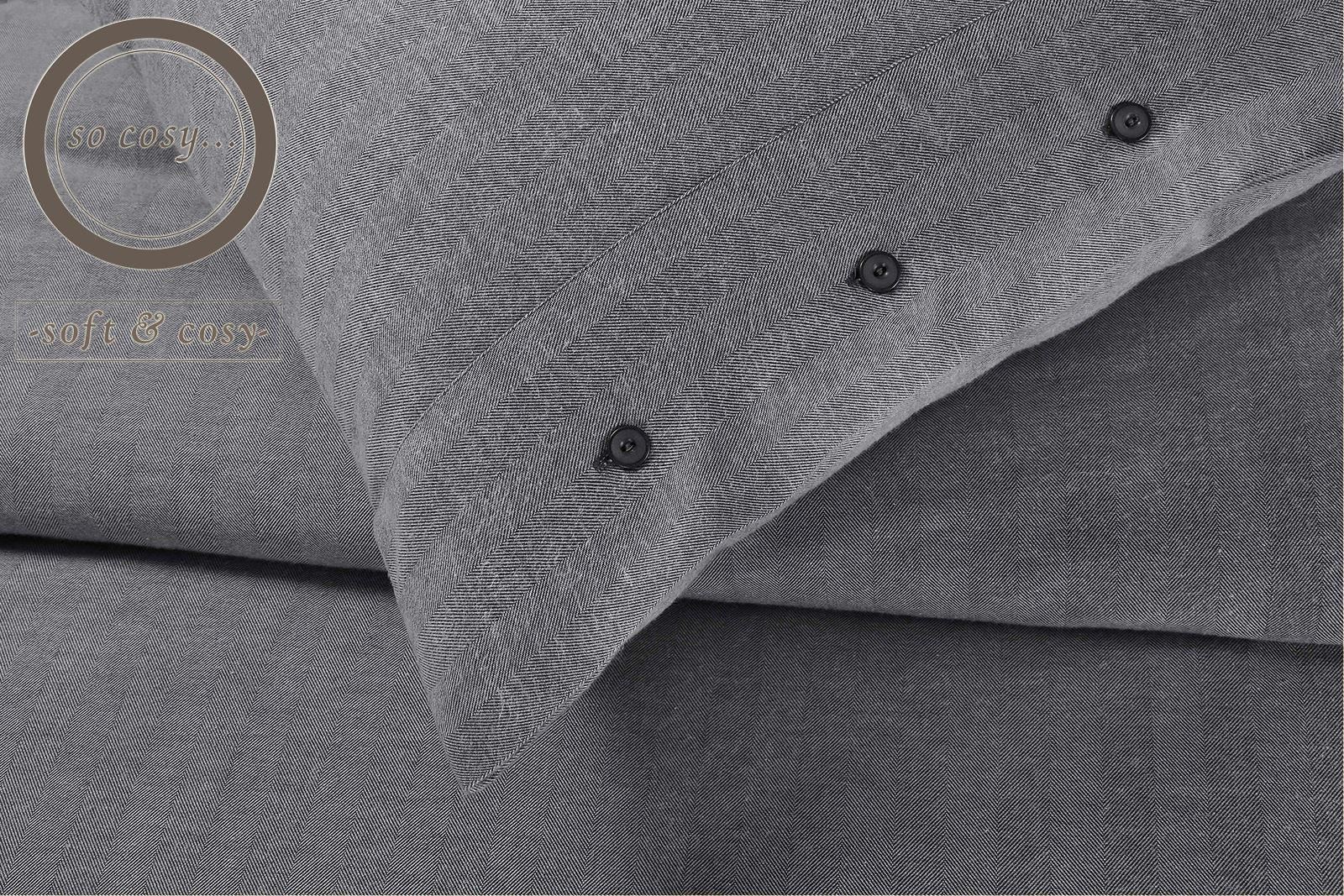 Herringbone Woven 100/% Cotton Flannel Duvet Cover Bedding Set Single Double King