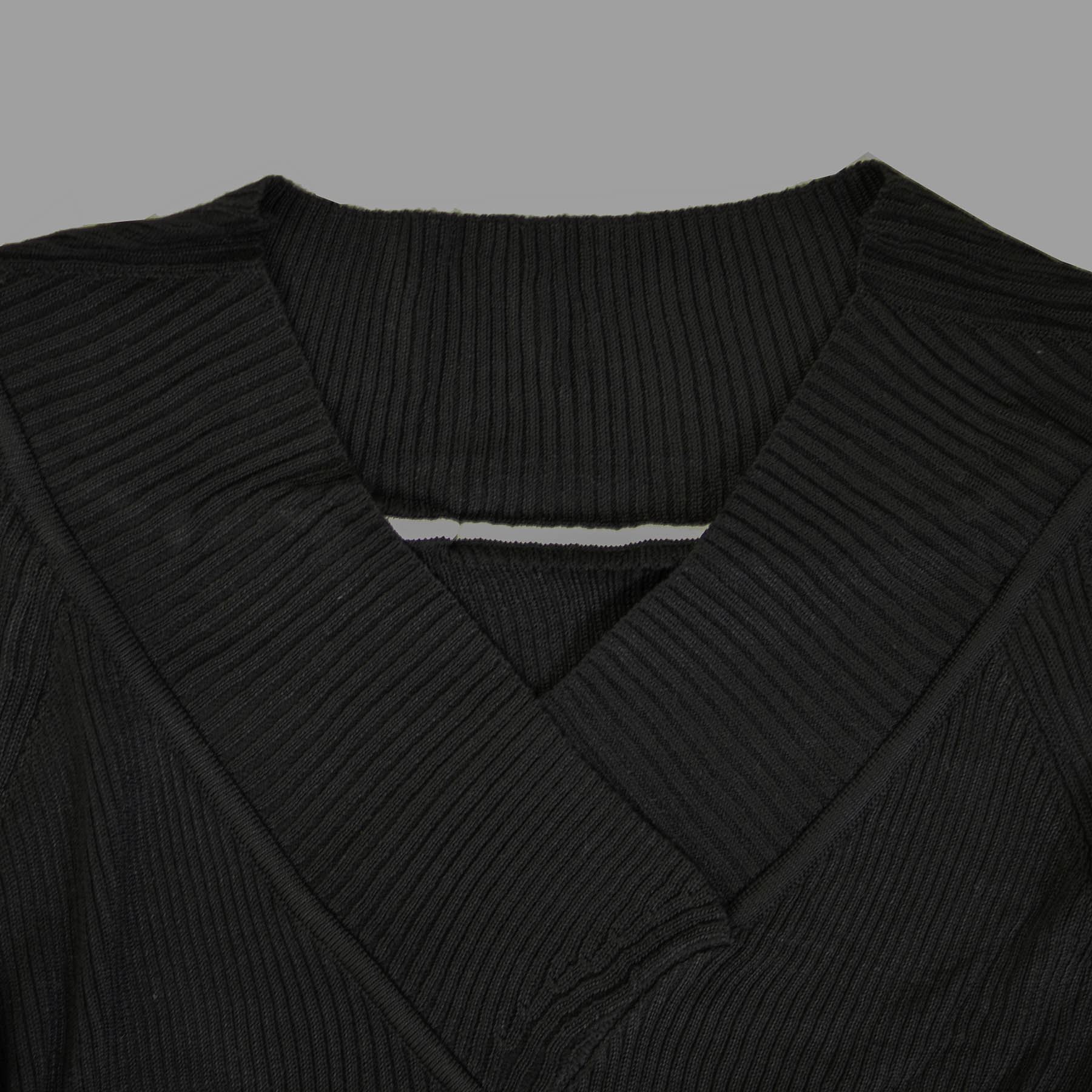 EX M/&S Una Wide Per V Collo A Coste Lavorato A Maglia Stretch Extra Maglione Top Taglie 16 18 20 22