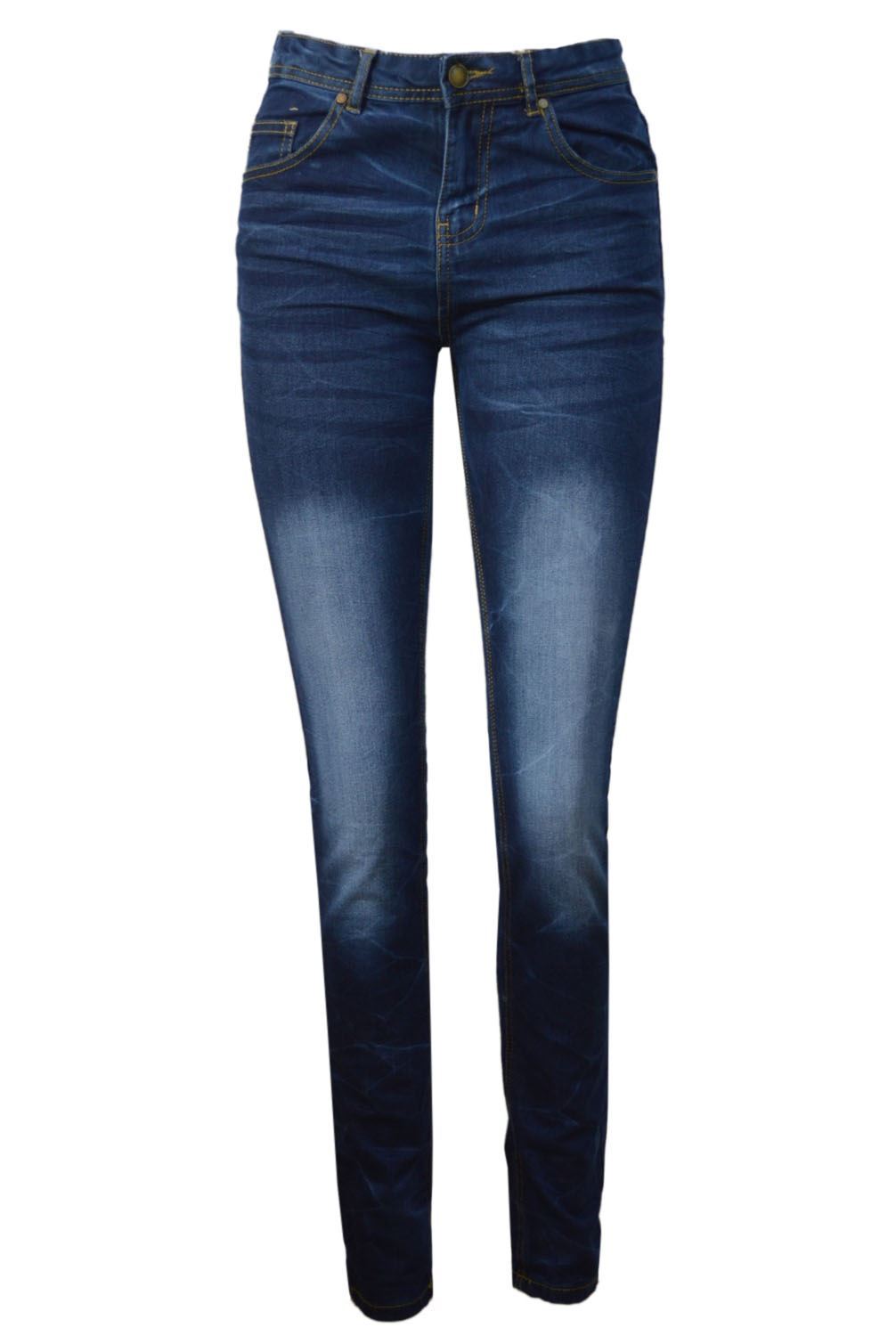 EX New Look Slim Skinny High Rise Jeans in Nero O Blu Scuro Taglia 6 8 10 12