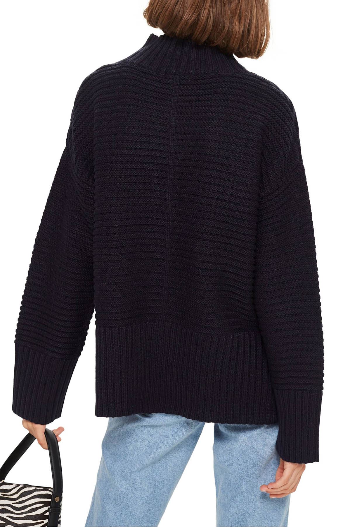 TOPSHOP Funnel Neck Rib Knit Weekend Casual Jumper Side SplitsSALERRP £36