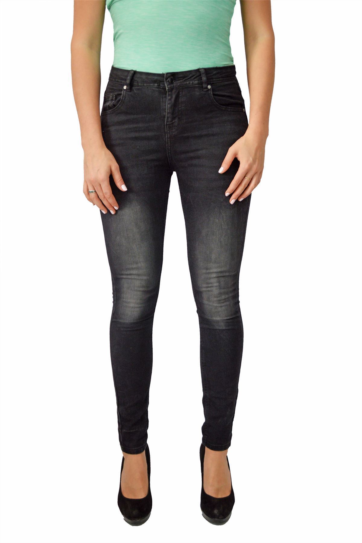 EX New Look Slim Skinny High Rise Jeans in Nero O Blu Scuro Taglia 6 8 10 12