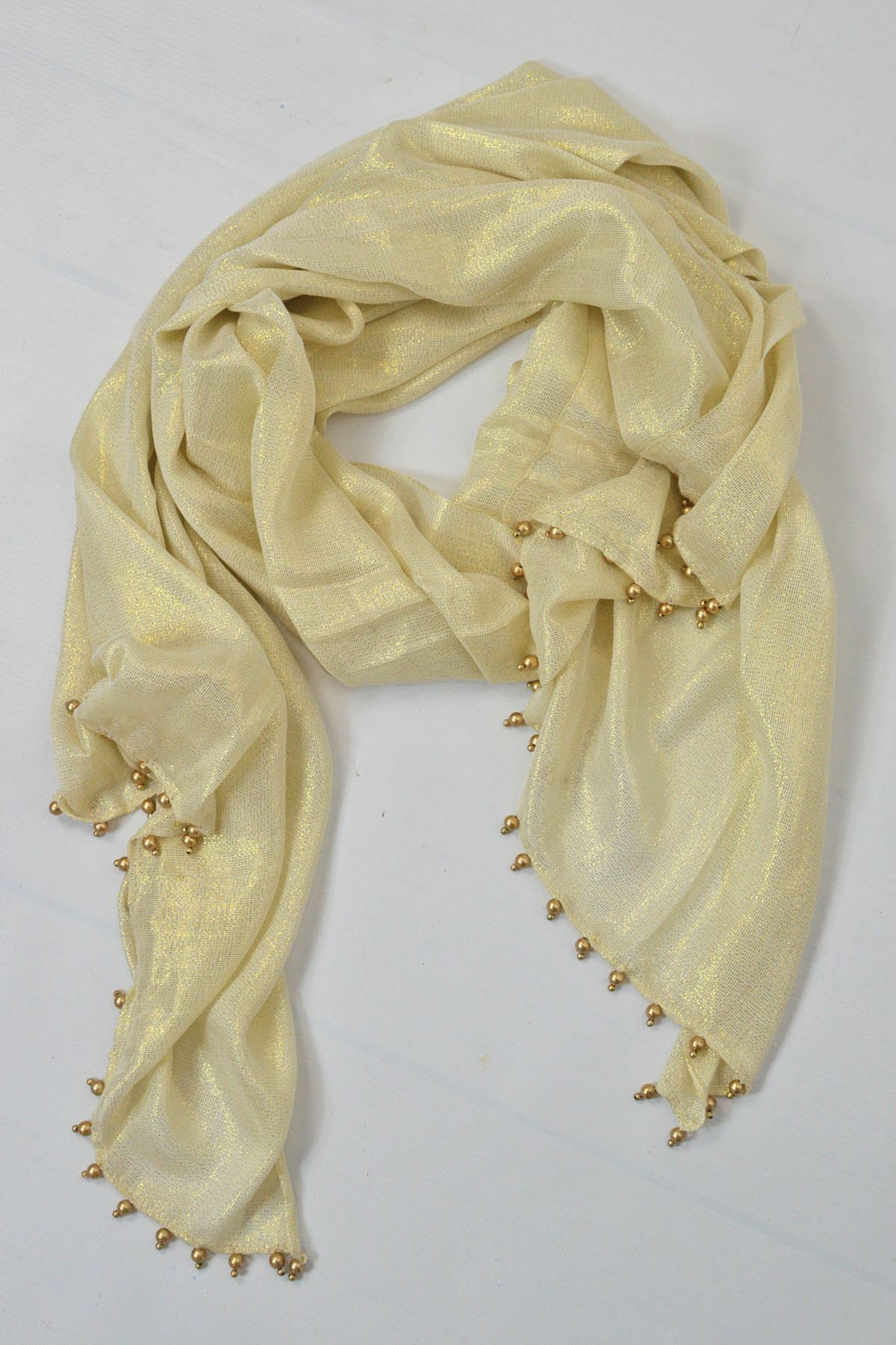 Lightweight Lurex Wrap Beaded Edge Evening Scarf in Gold Silver or Black
