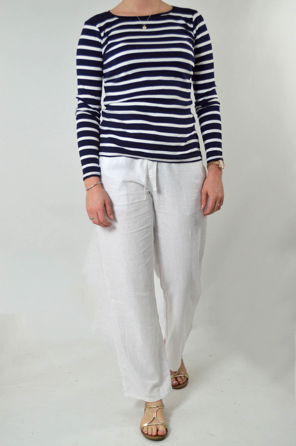 Xt classico gamba dritta Loose Fit cravatta in vita Estate Lino Pantaloni N