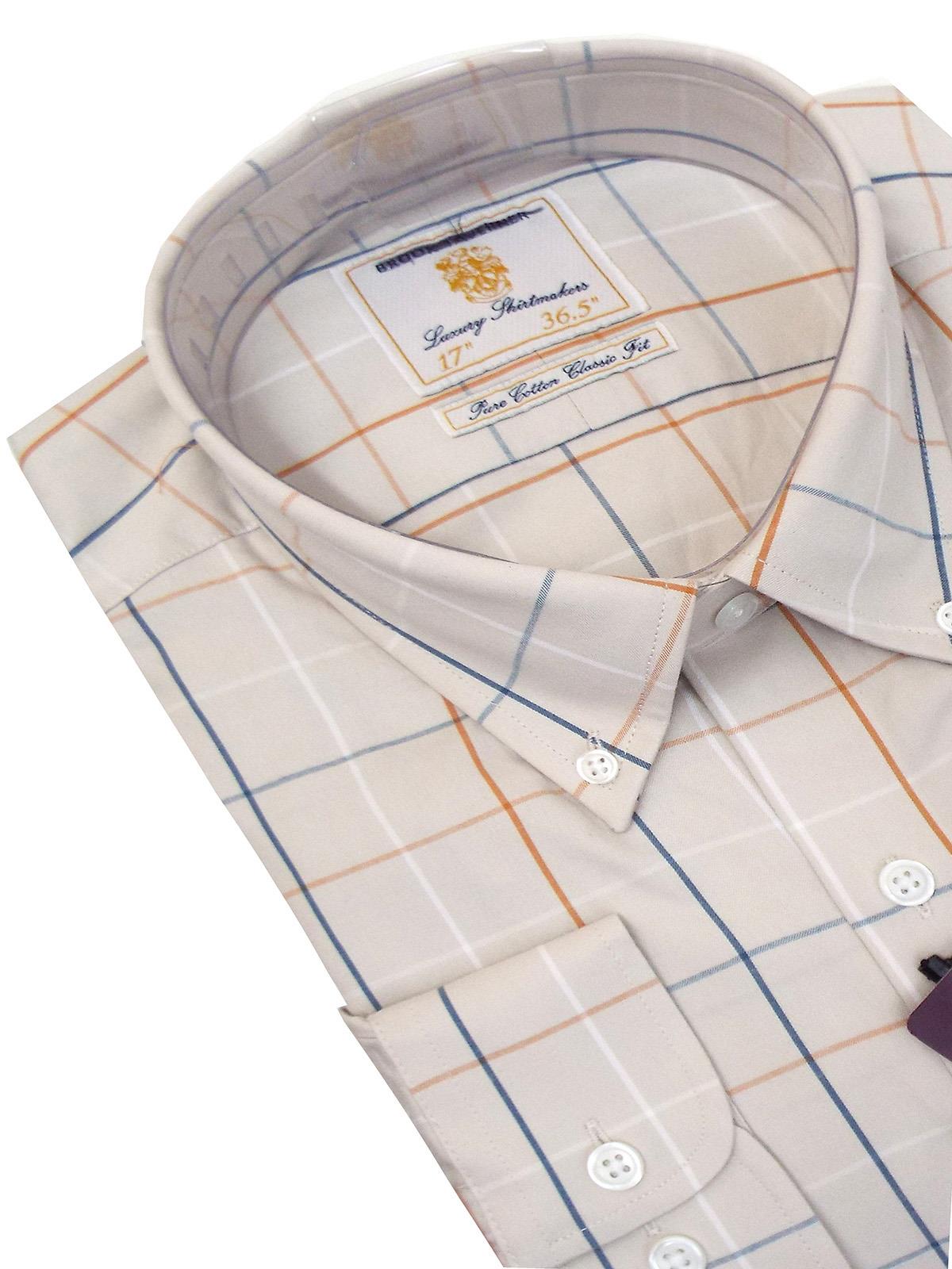 BROOK TAVERNER Mens Tattershall Check Cotton Shirt Long Sleeve RRP £60