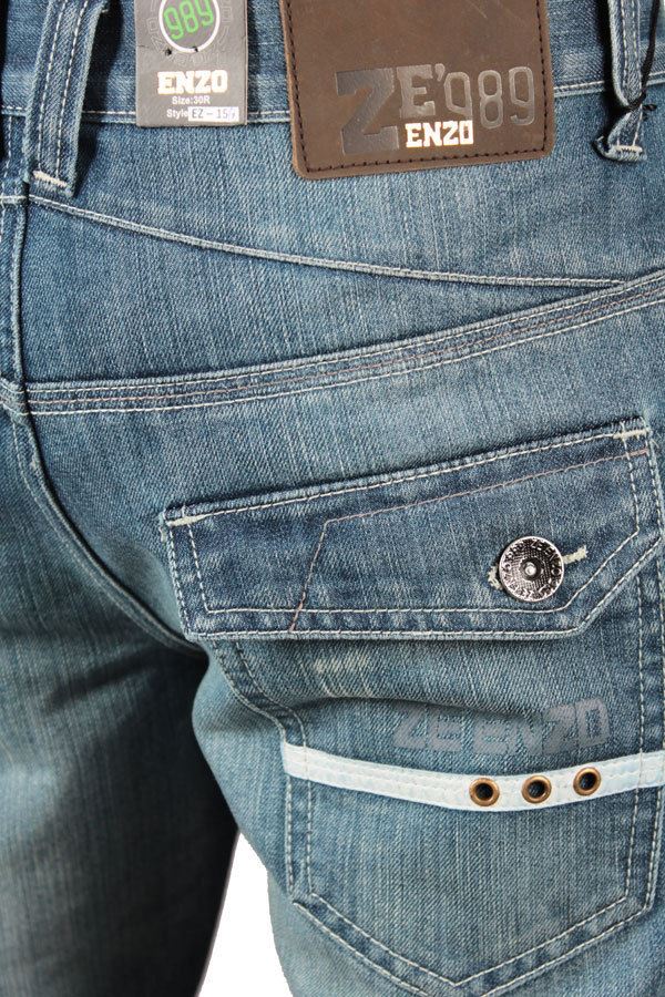 New Mens Enzo Ez156 Straight Leg Light Stonewash Jeans Sizes 28-42