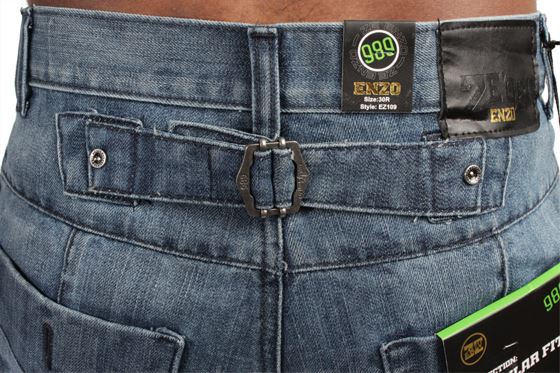 ENZO Jeans Da Uomo Classic Fit Straight Bottone Mid Stone Pantaloni Tutte Le Taglie Vita