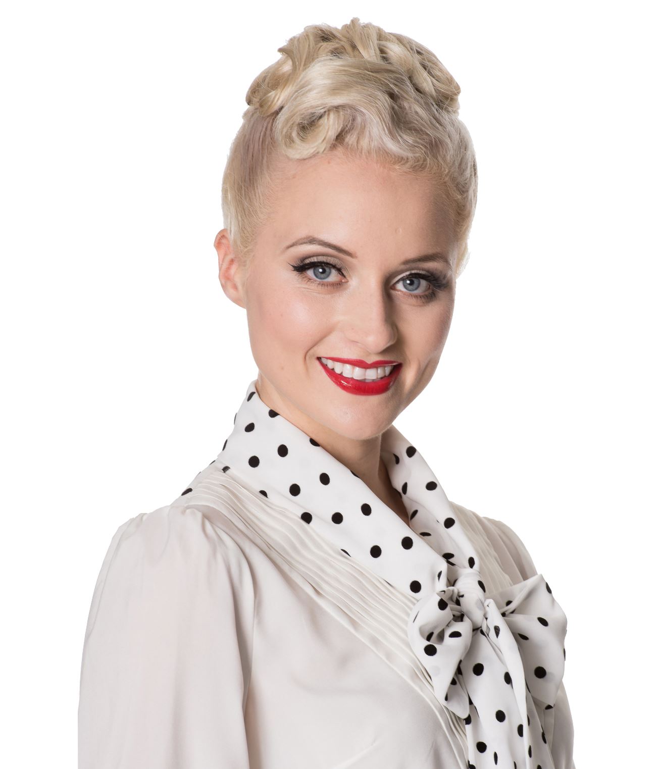 Banned Apparel Sent With Love Tie Neck Vintage Retro Polka Dot Blouse