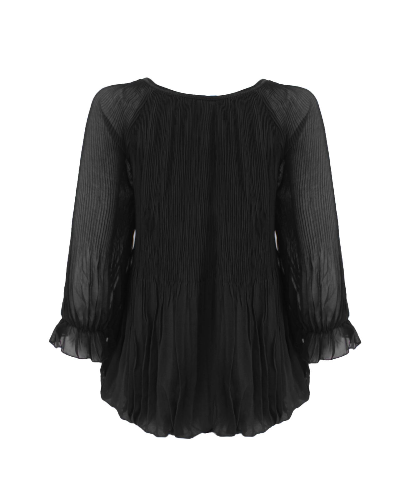 Femme manches 3//4 mousseline chemisier extensible haut robe chemise 8 10 12 14