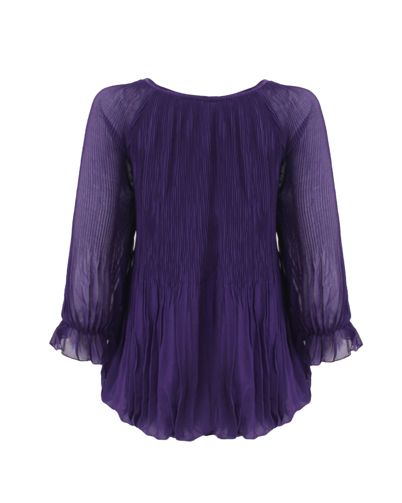 Femme manches 3//4 mousseline chemisier extensible haut robe chemise 8 10 12 14