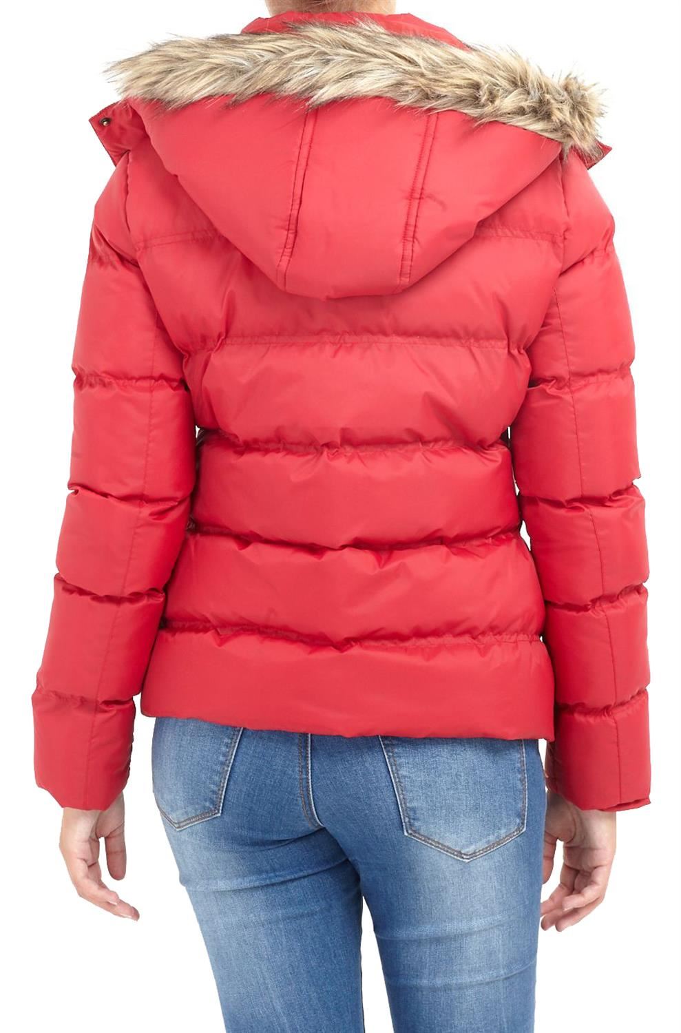 NV DONNA FINTA PELLICCIA CON CAPPUCCIO Imbottito Puffer Trapuntato Bomber Giacca Cappotto Hop