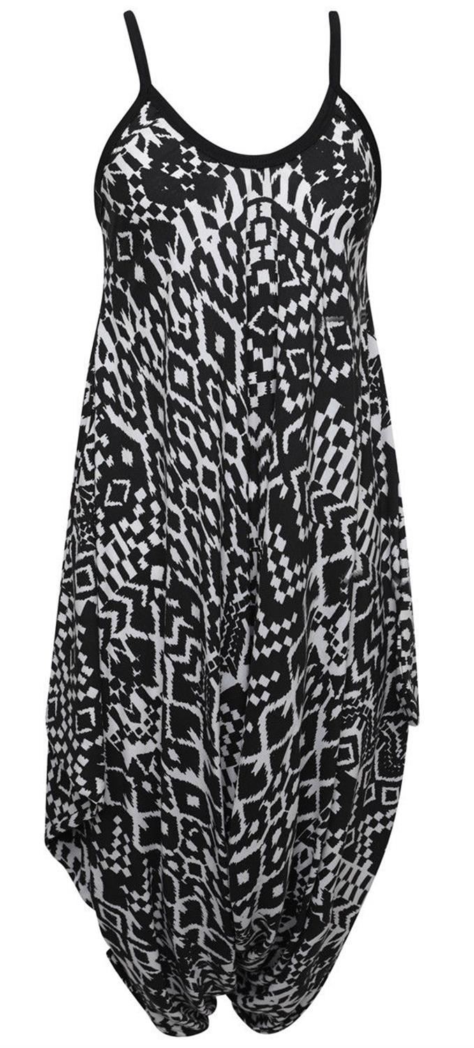 Nouveau Femme Imprimé Baggy Hareem Cami Lagenlook Ange Drapé Style Combinaison 8-26