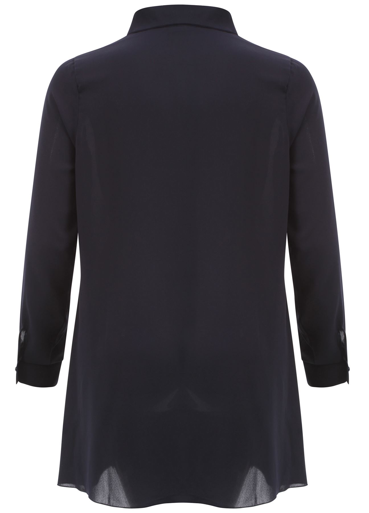 New Womens Long Tunic Plus size Chiffon Embellished Collar Shirt Tops 18-24