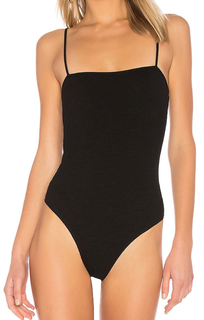 New Womens Ribbed Square Neck Cami Strappy Sleeveless Leotard Bodysuit Top 8-26