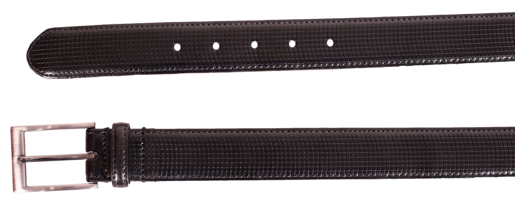 New Mens Genuine Leather Check Pattern Pin Buckle 35mm Width Belts