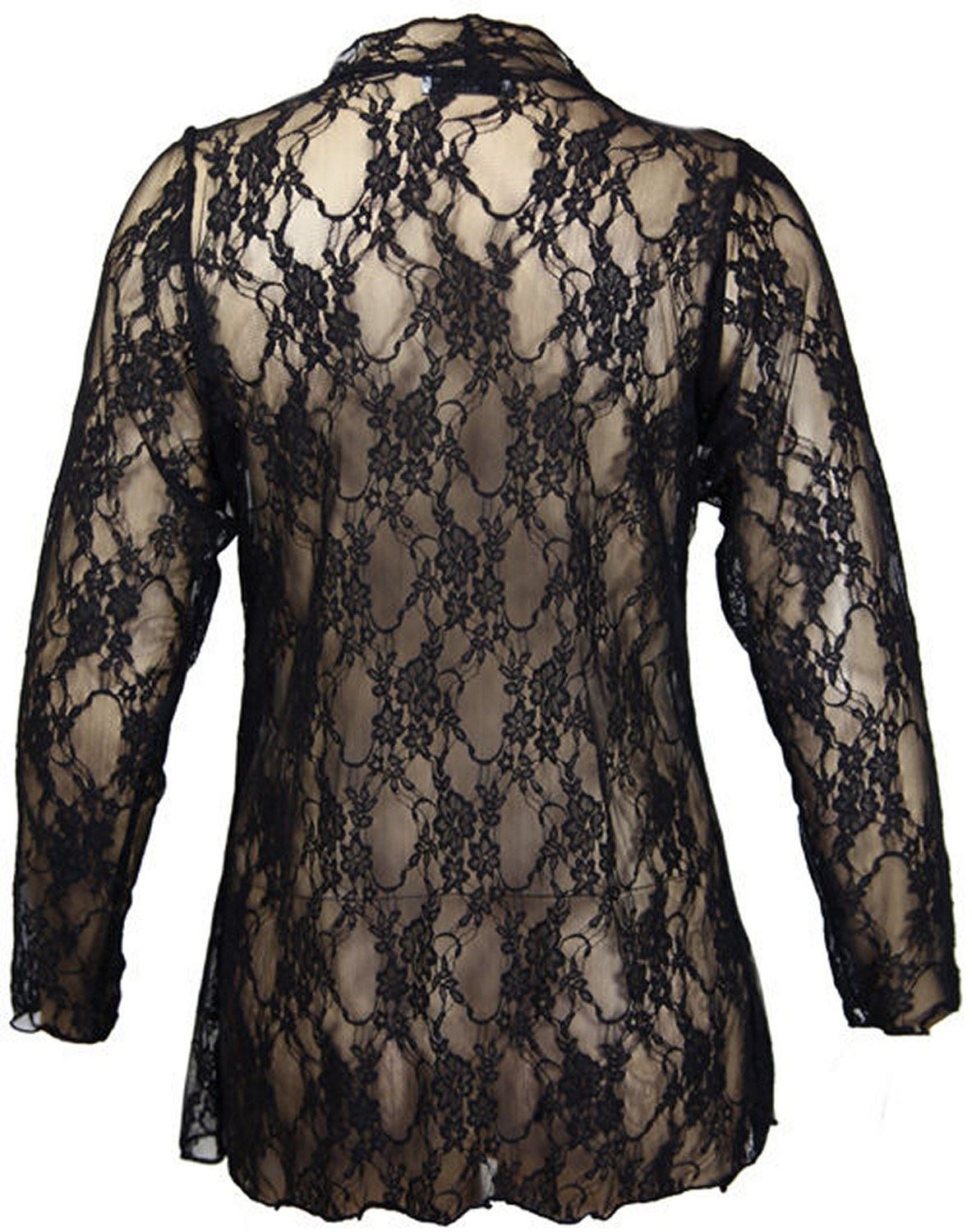Womens Waterfall Plus Size Boyfriend Floral Lace Long Sleeve Cardigan Top 14-28
