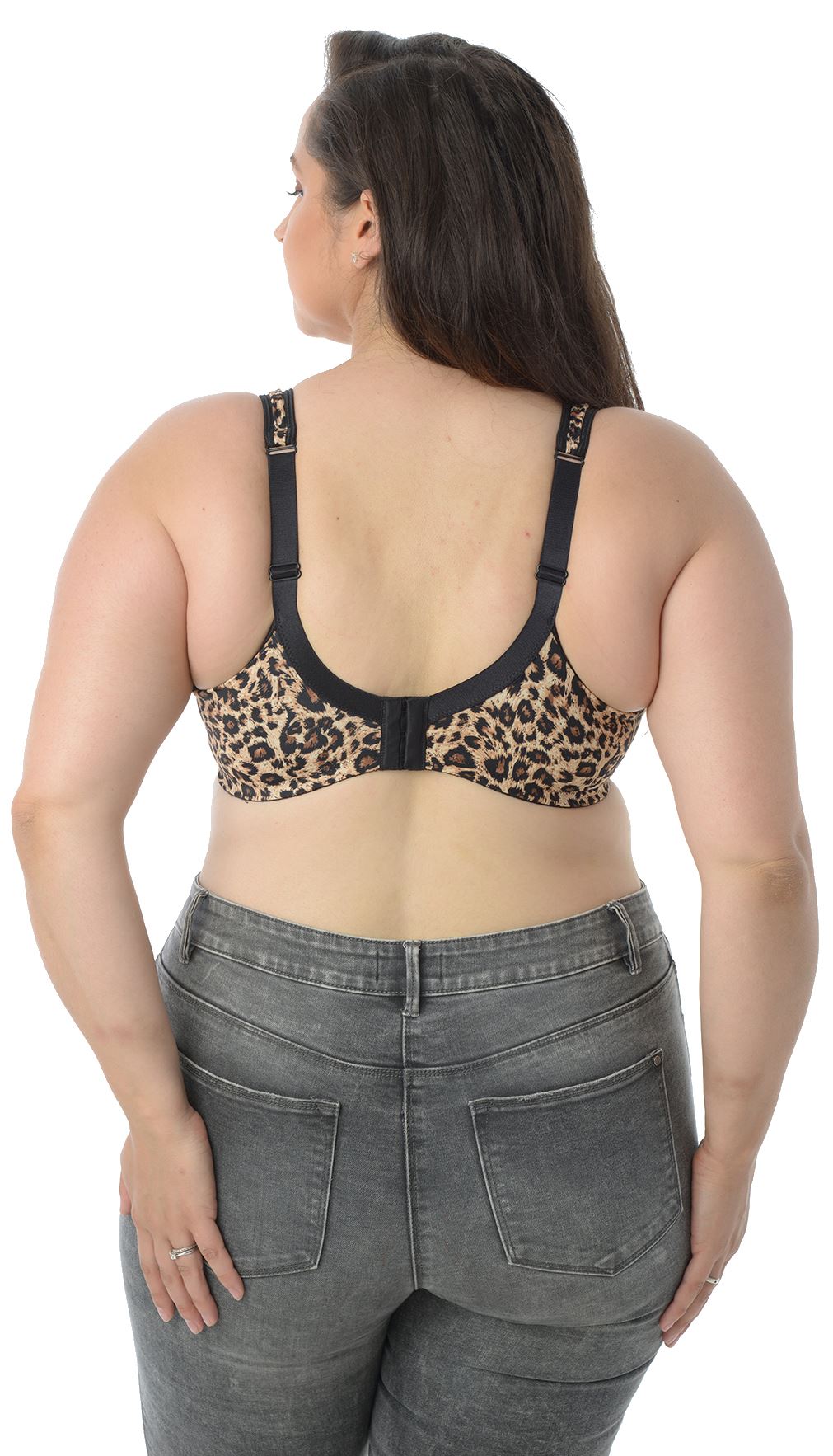 New ladies Brown Leopard Print Plunge Padded Push Bra 38D-44D