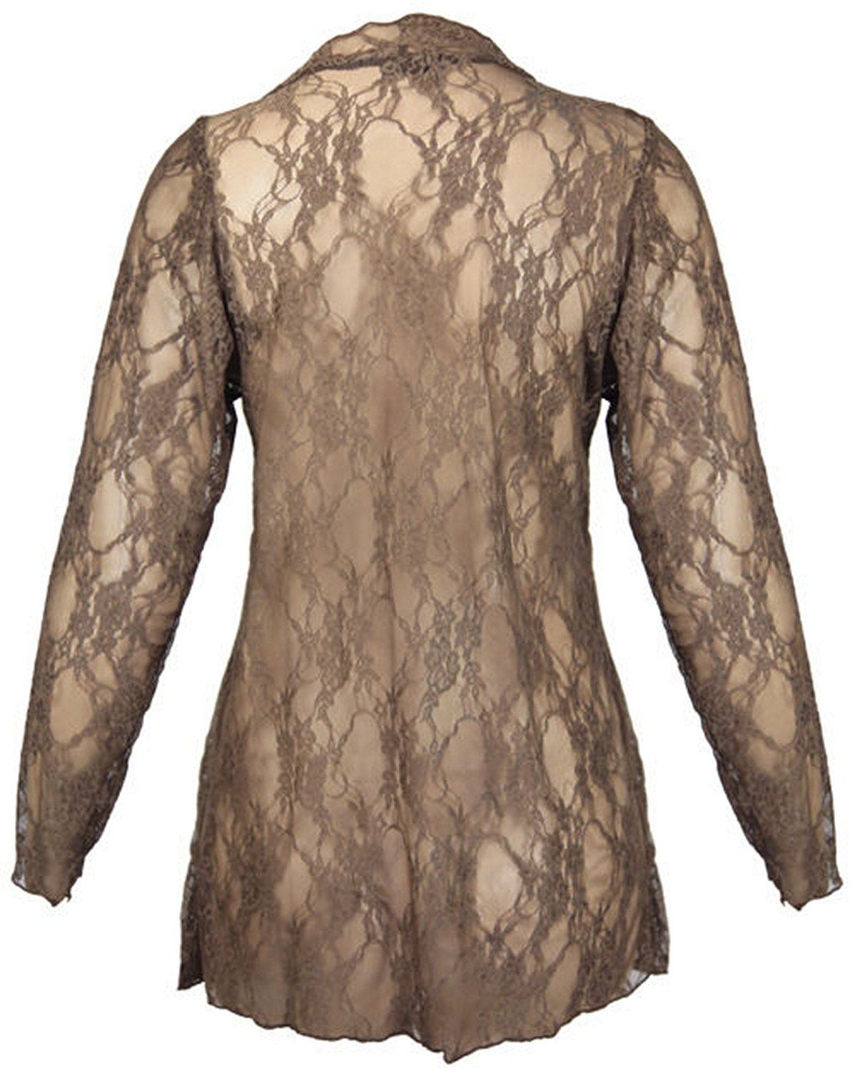 Womens Waterfall Plus Size Boyfriend Floral Lace Long Sleeve Cardigan Top 14-28