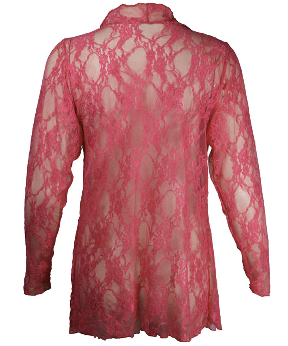 Womens Waterfall Plus Size Boyfriend Floral Lace Long Sleeve Cardigan Top 14-28