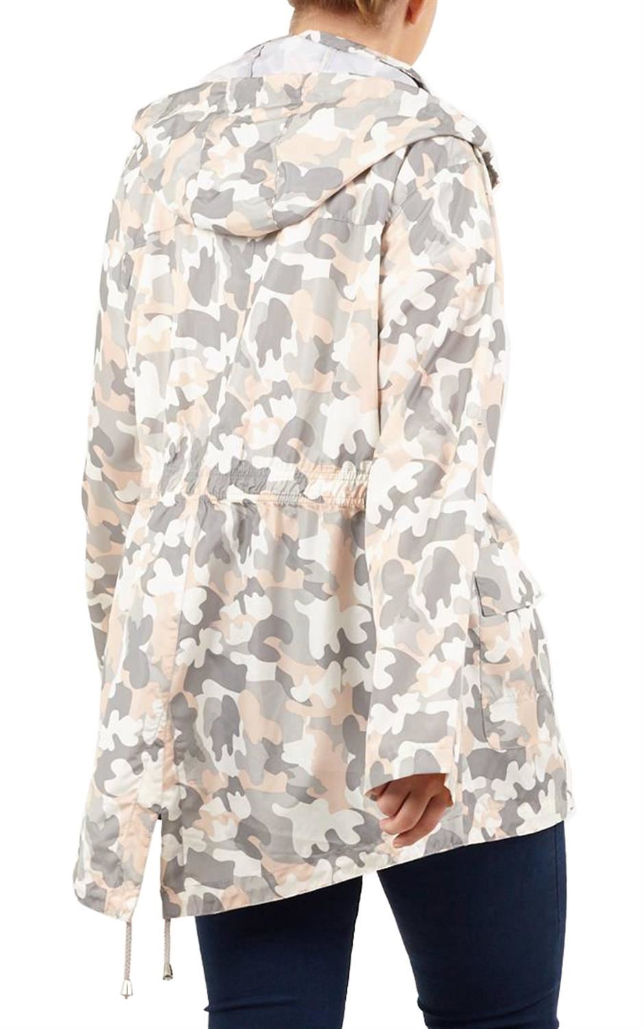 New Ladies Plus Size Fishtail Polyester Mac Raincoat Hooded Parka Jacket 18-24