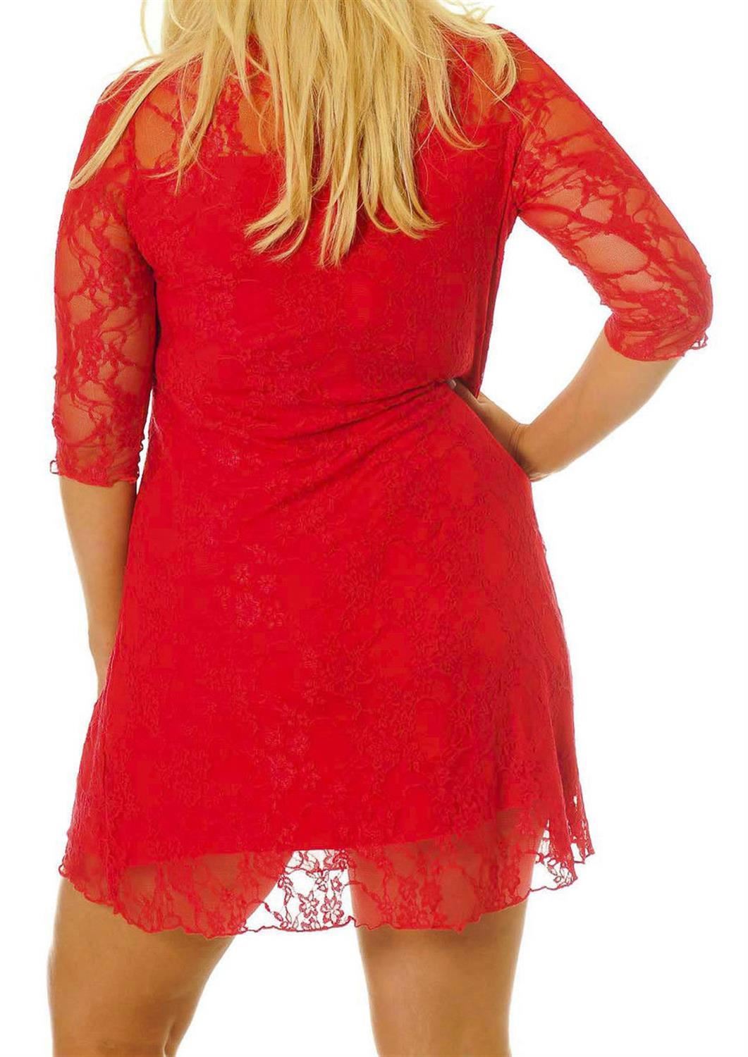 Las Nuevas Señoras Diseño Todo De Encaje Floral Detalle Vestido Recto Túnica Manga 3//4 14-28