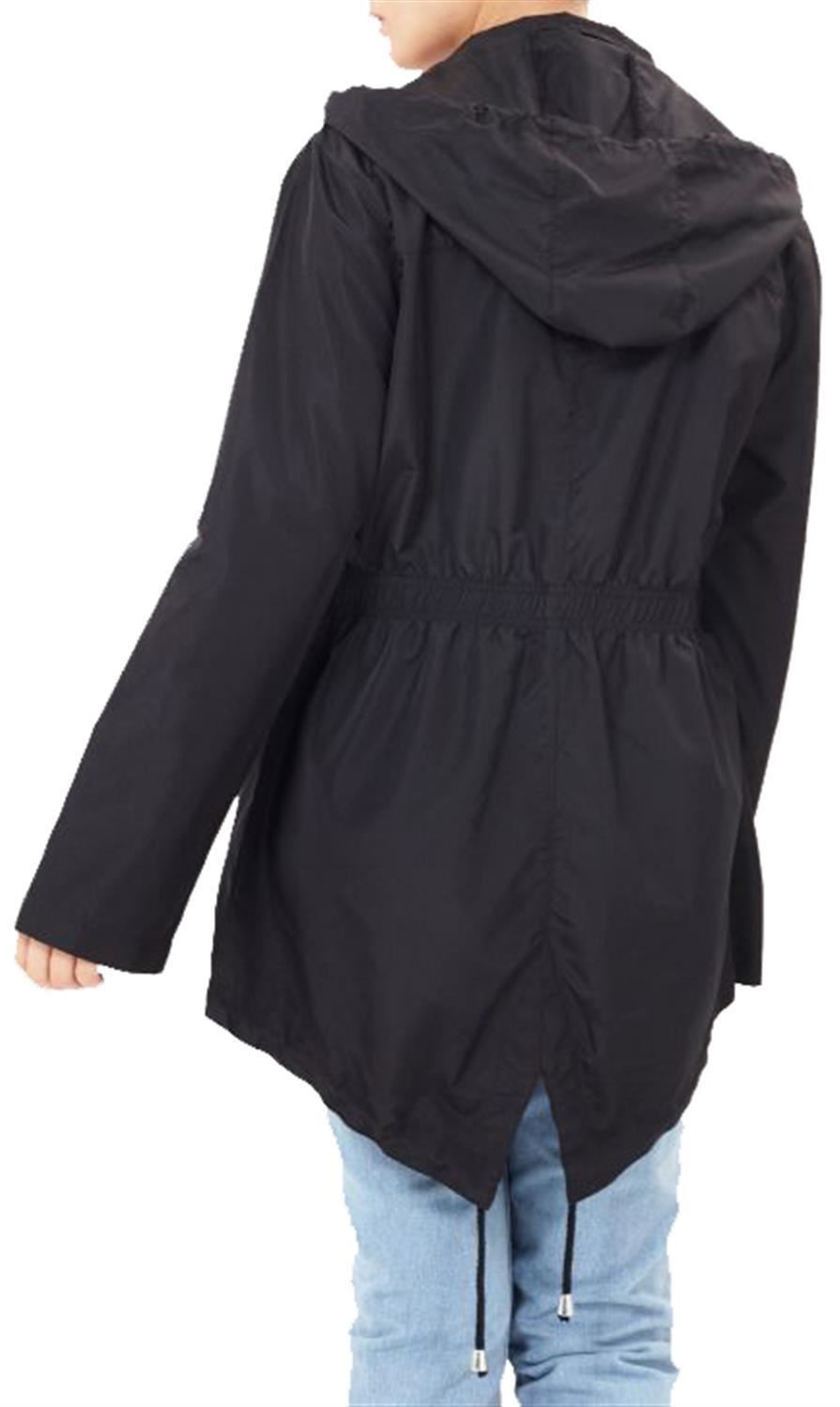New Ladies Plain Printed Showerproof Mac Parka Hooded Fishtail Raincoats Jackets