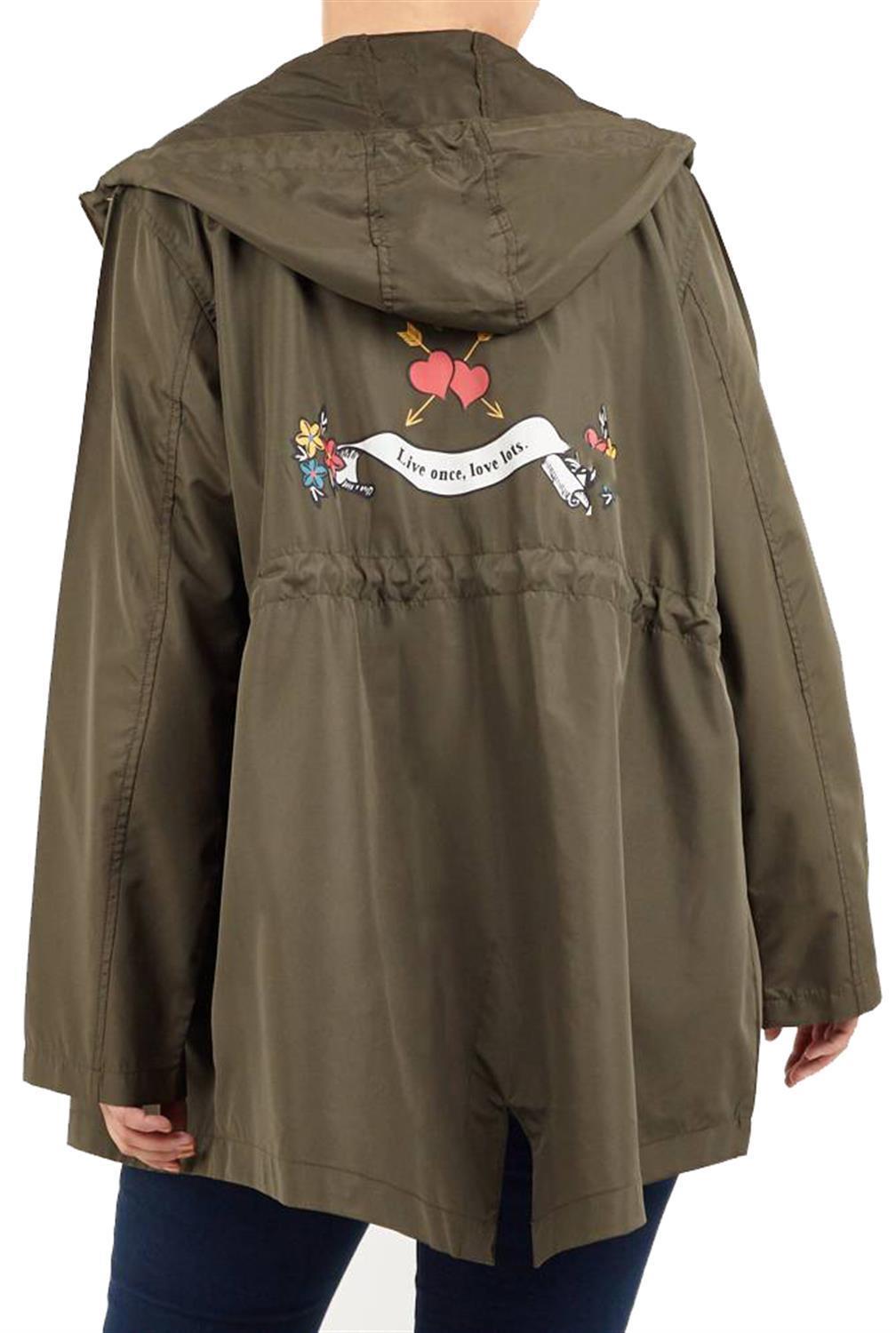 New Womens LOLO Awesome Print Fishtail Parka Showerproof Raincoat Jacket 4-20