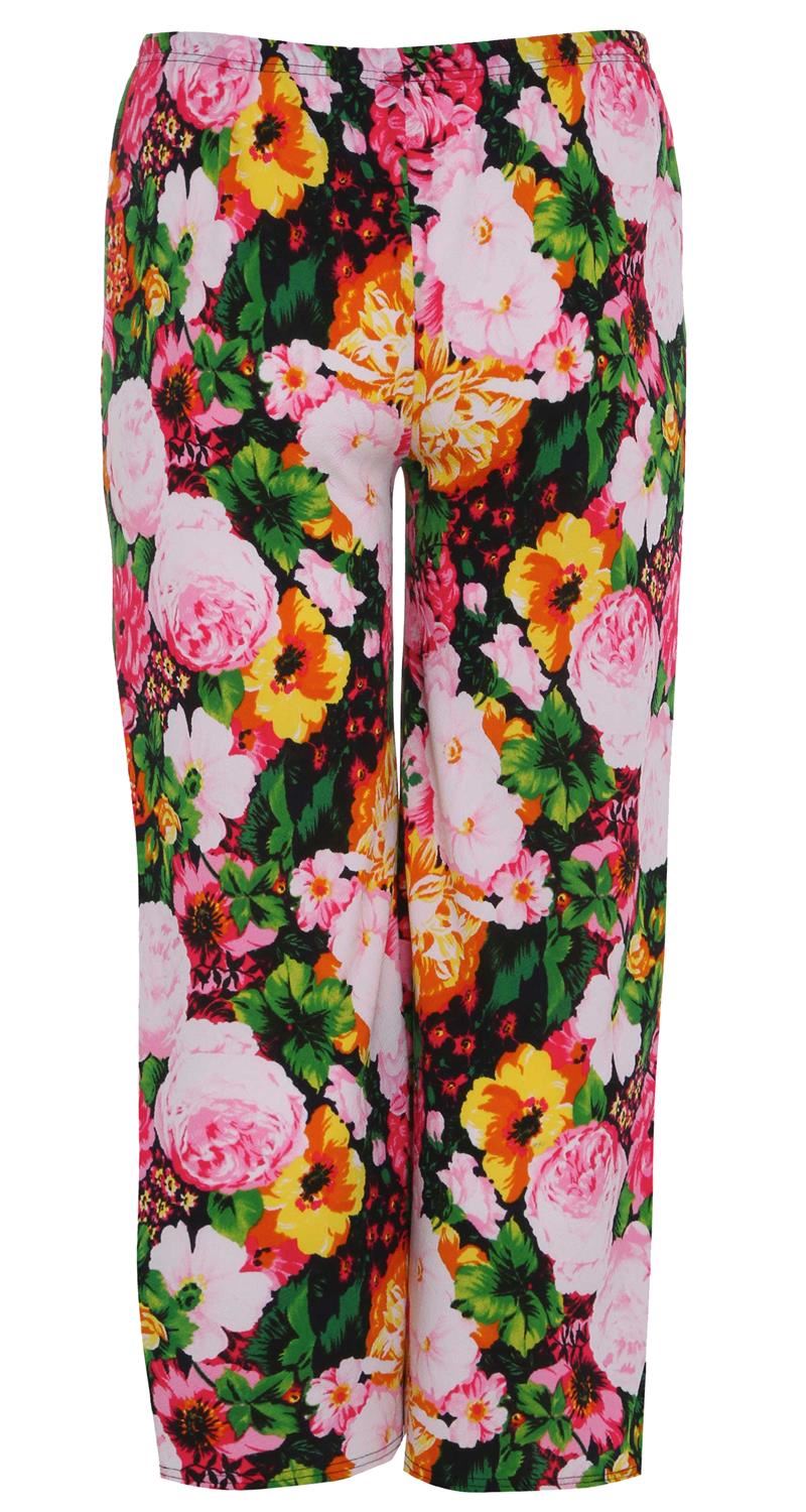Neu Frauen Gedruckt Plus Größe Voll Länge Breit Bein Palazzo Hosen Hose