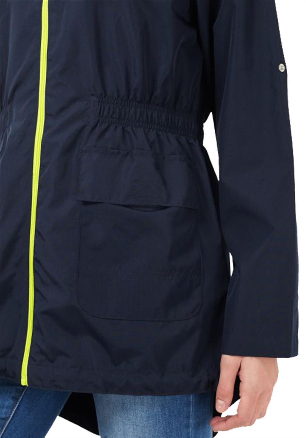 Womens Polyester Shower proof Neon Contrast Zip Mac Parka Raincoat Jackets 8-24