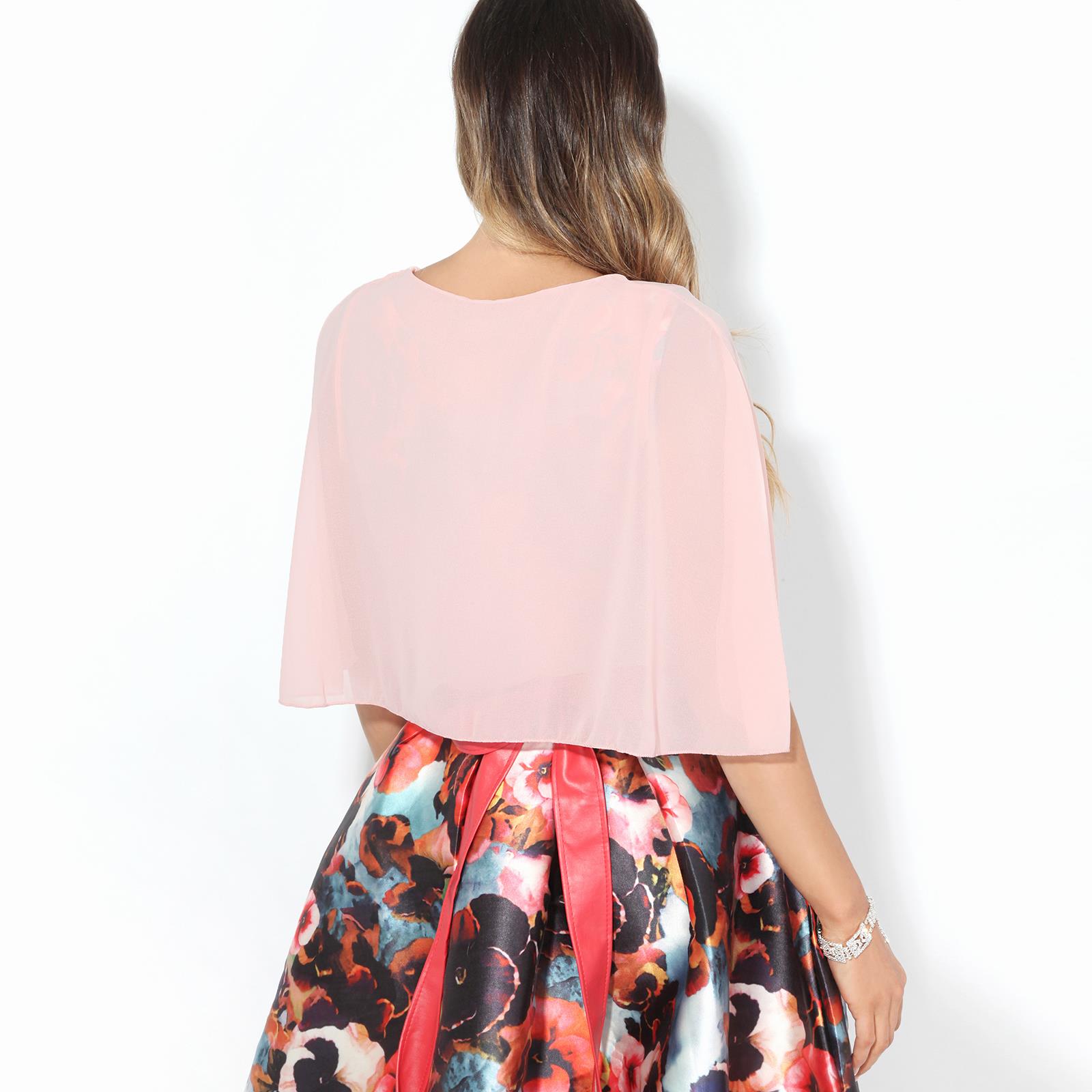 Womens Ladies Bolero Shrug Chiffon Wrap Evening Cape Cropped Top Wedding Party