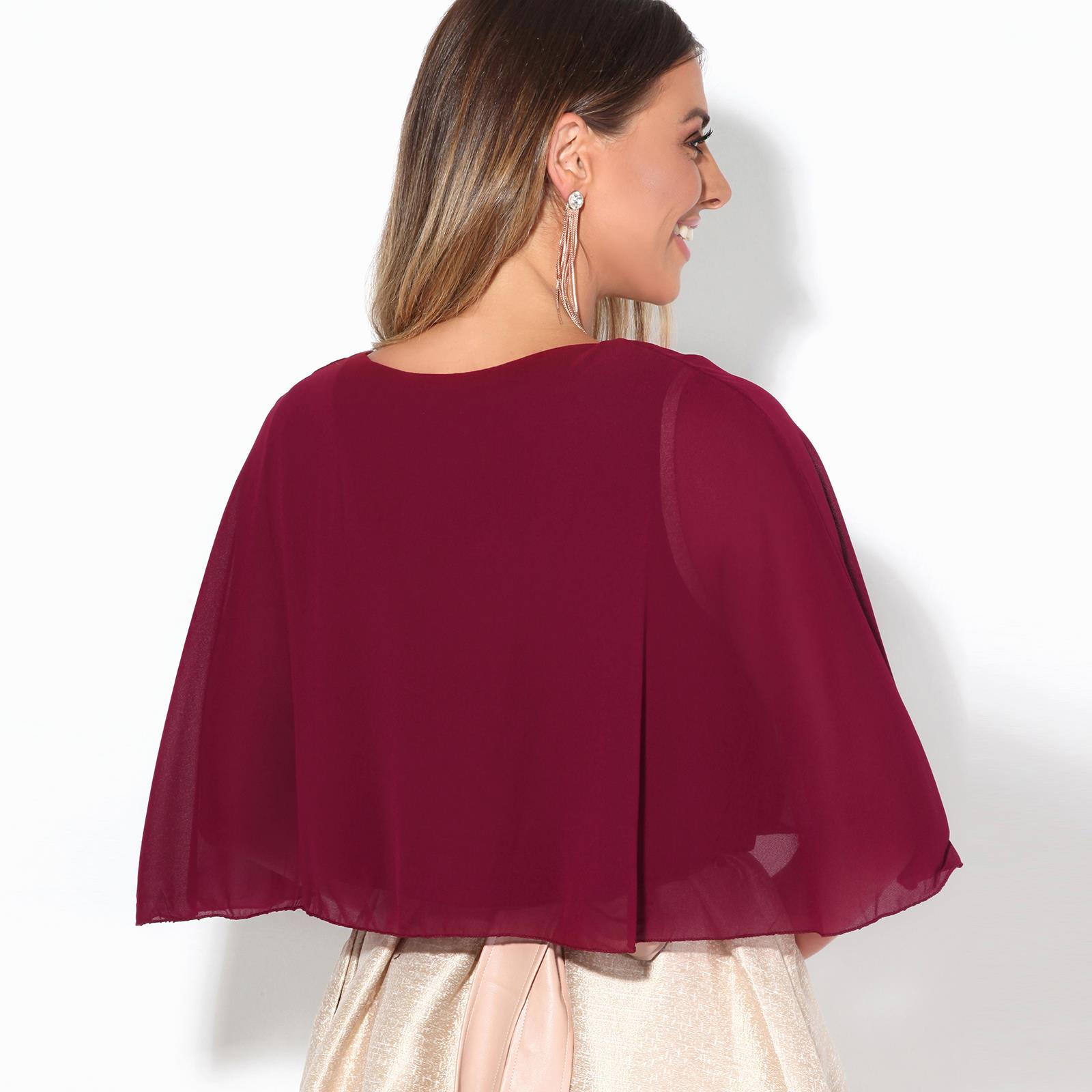 Womens Ladies Bolero Shrug Chiffon Wrap Evening Cape Cropped Top Wedding Party