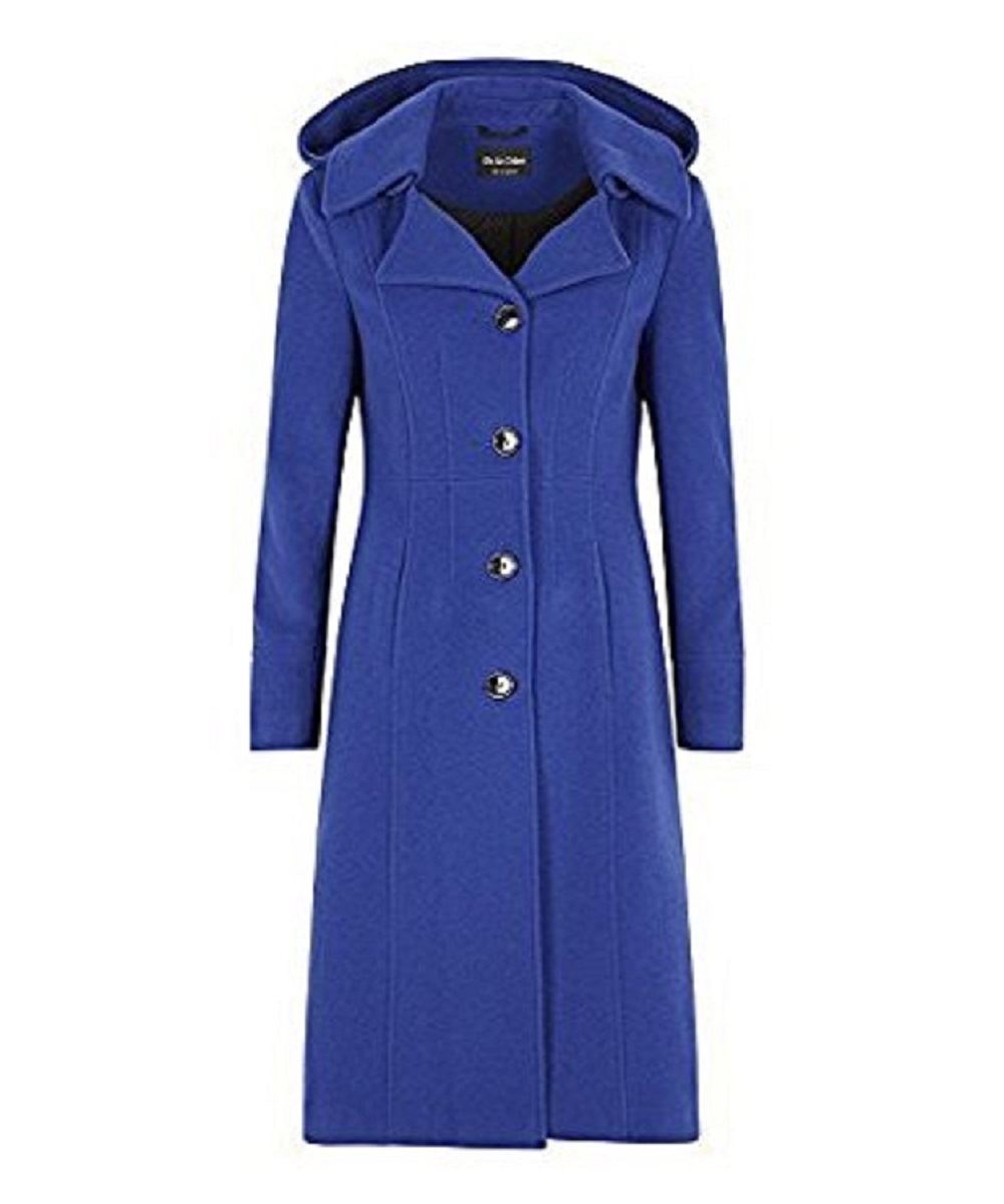 Womens Wool Blend Hooded Mid Length Coat De La Creme