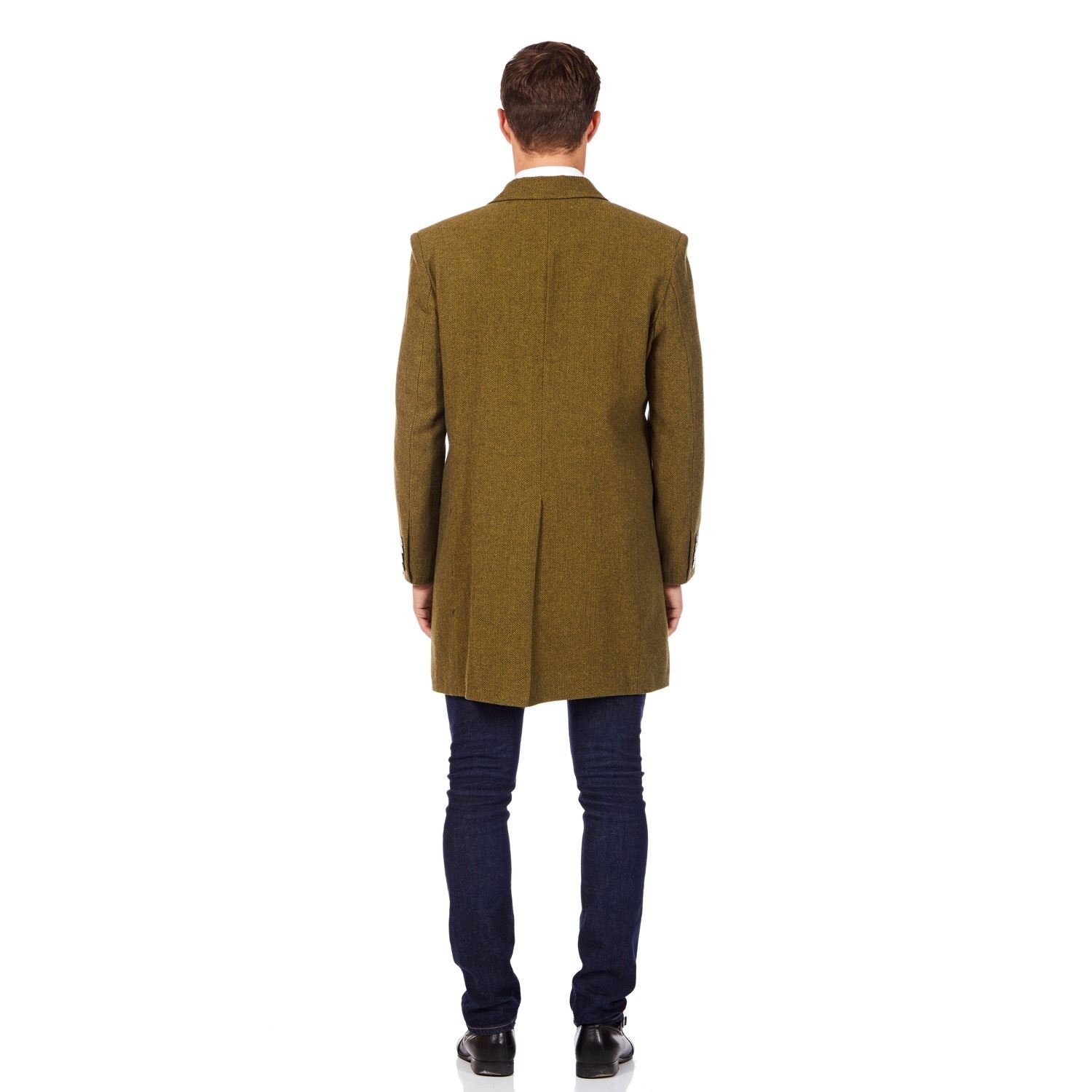 De La Creme MAN Mens Wool Blend Herringbone Design Crombie Coat