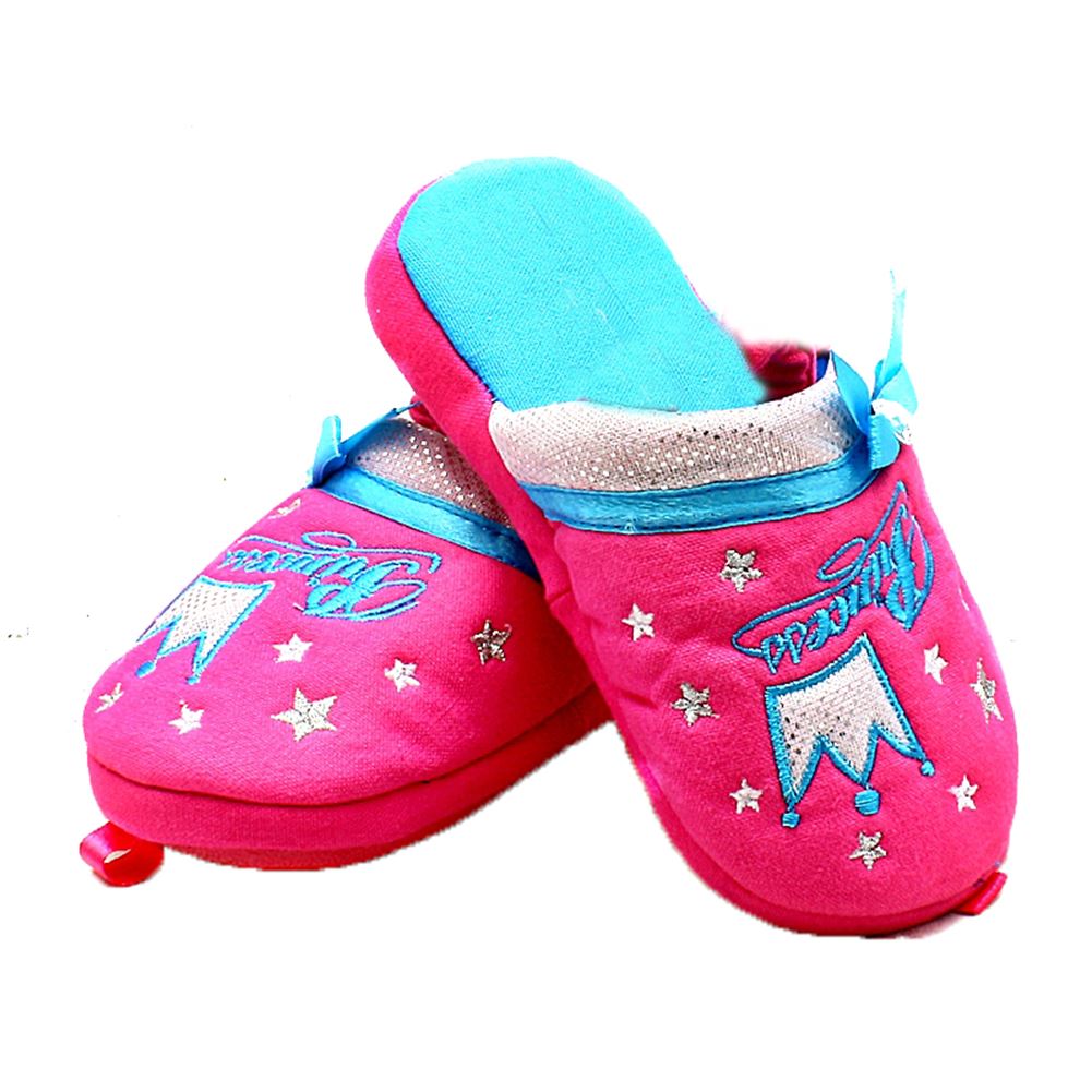Girls Blue or Pink Princess crown slippers CLEARANCE