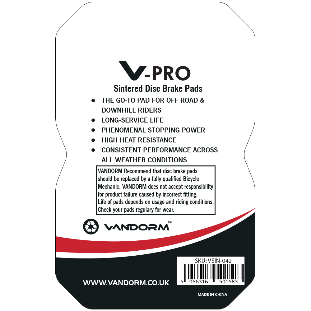 Hope V4 Replacement Disc Brake Pads Upgrade Pair by Vandorm