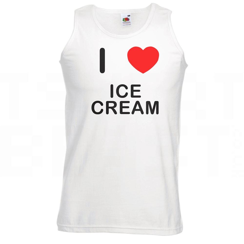 Quality Printed Cotton Gym Vest I Love Heart Ice Cream