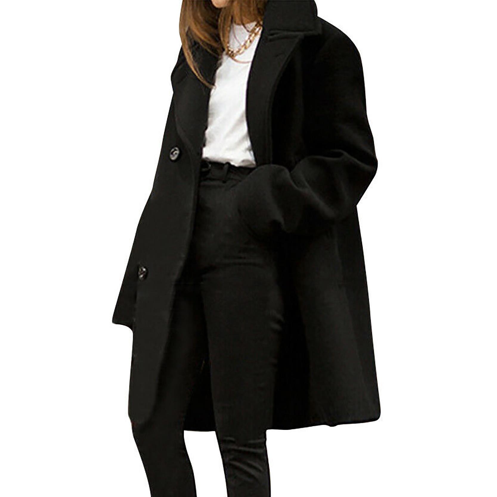 Womens Long Double Breasted Trench Coat Overcoat