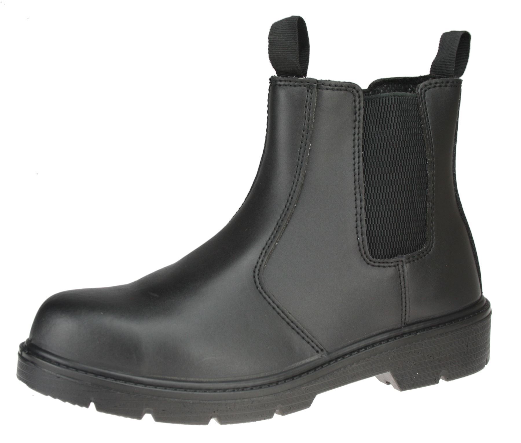 ET Safety I0020 Chelsea Black Slip On Safety Leather Work Toecap Boots
