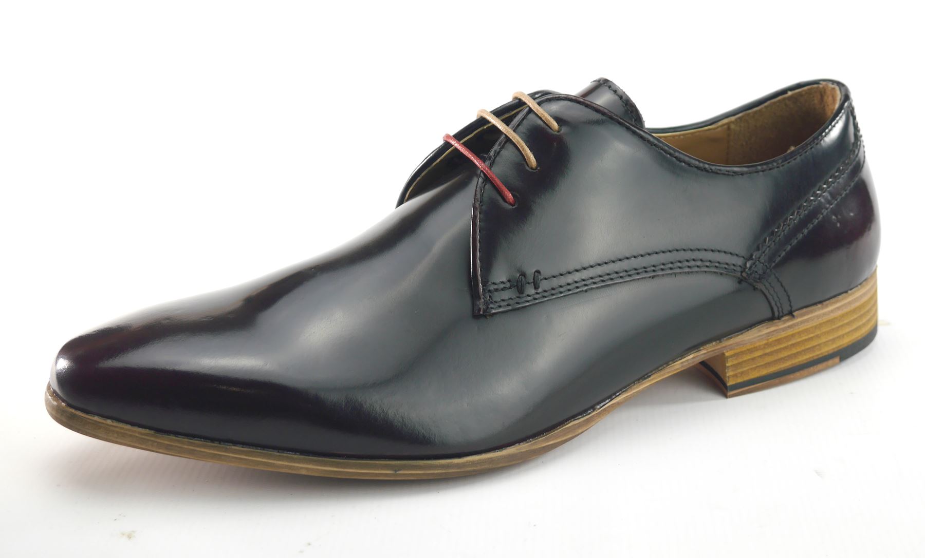 Frank James Mens Leather Lace Up Gibson Formal Shoes Shine Brown or Oxblood