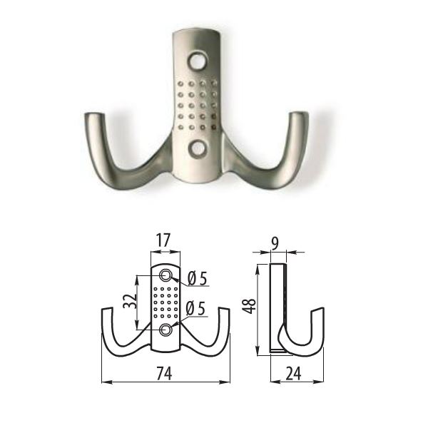 Double alvéolée cintre crochet porte mur salle de bain BK23-aluminium multi pack