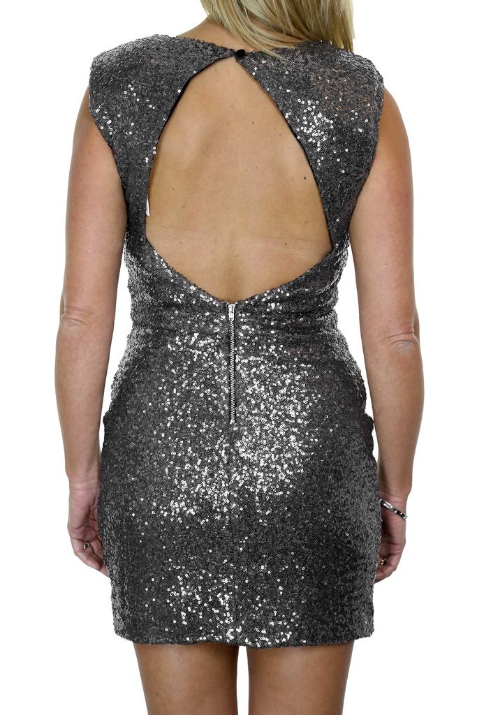 Señoras Vestido Mini cuerpo Elástico Lentejuelas Acolchado Taza 6-12
