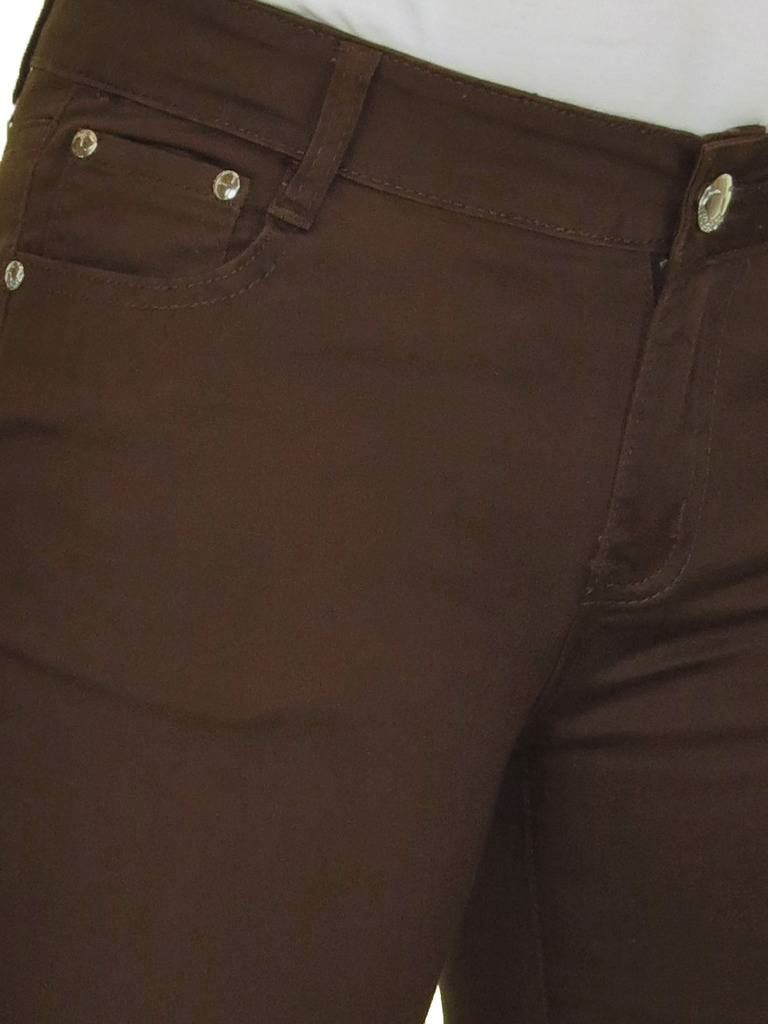 Taille Basse Capri Crop Stretch Skinny Jeans Chino Sheen Revers Neuf 8-16