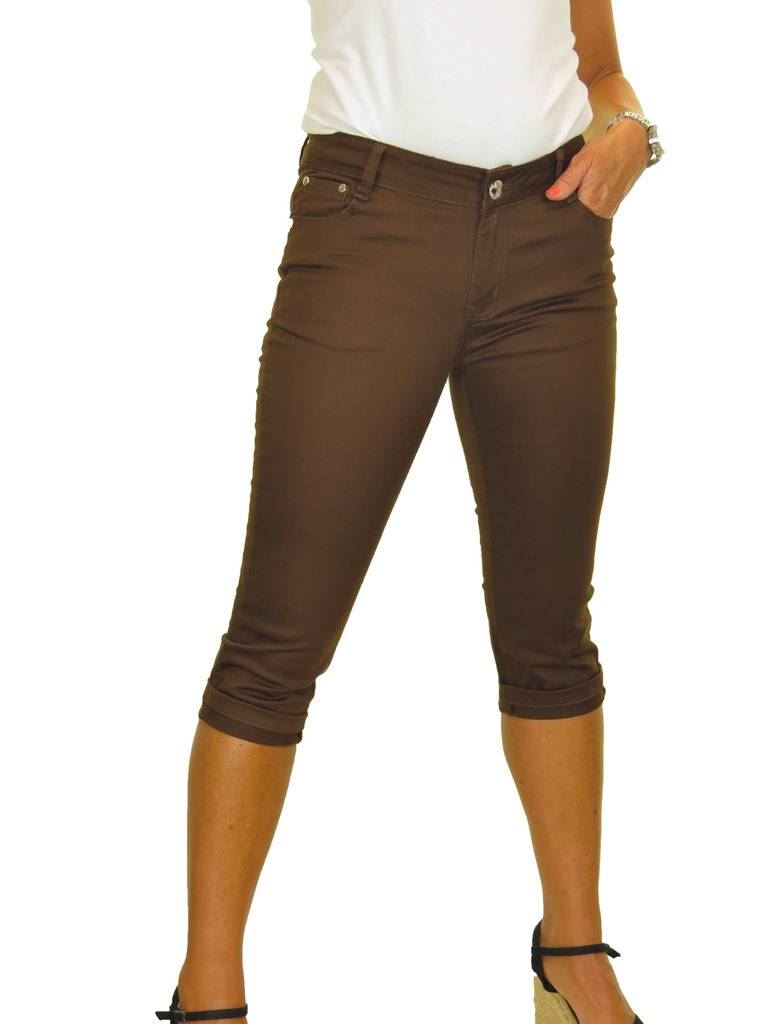 Taille Basse Capri Crop Stretch Skinny Jeans Chino Sheen Revers Neuf 8-16