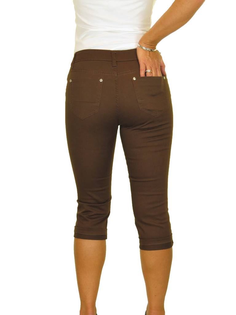 Taille Basse Capri Crop Stretch Skinny Jeans Chino Sheen Revers Neuf 8-16