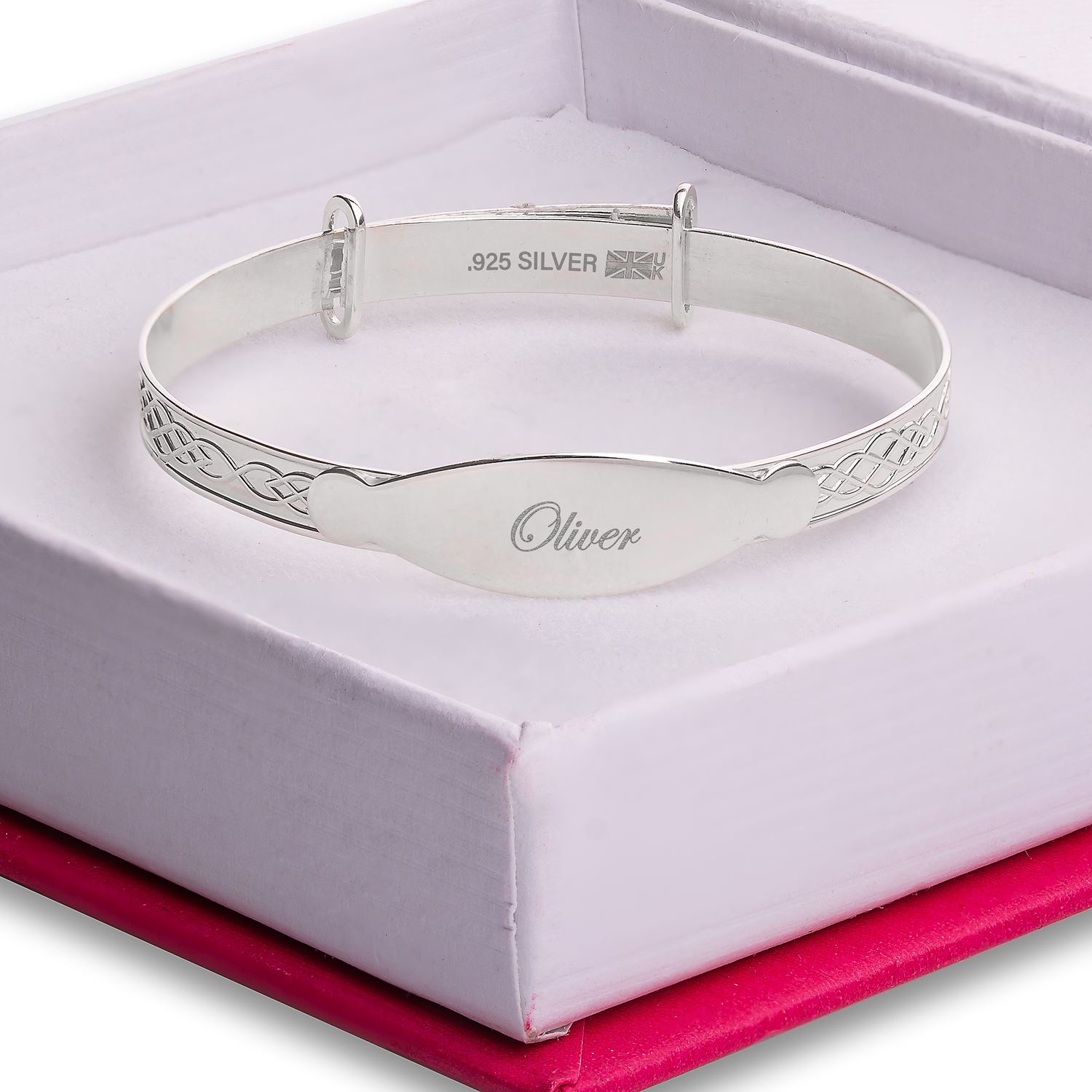 Oliver Custom Bracelet Newborn Baby Christening Gift Personalise Bangle Engraved
