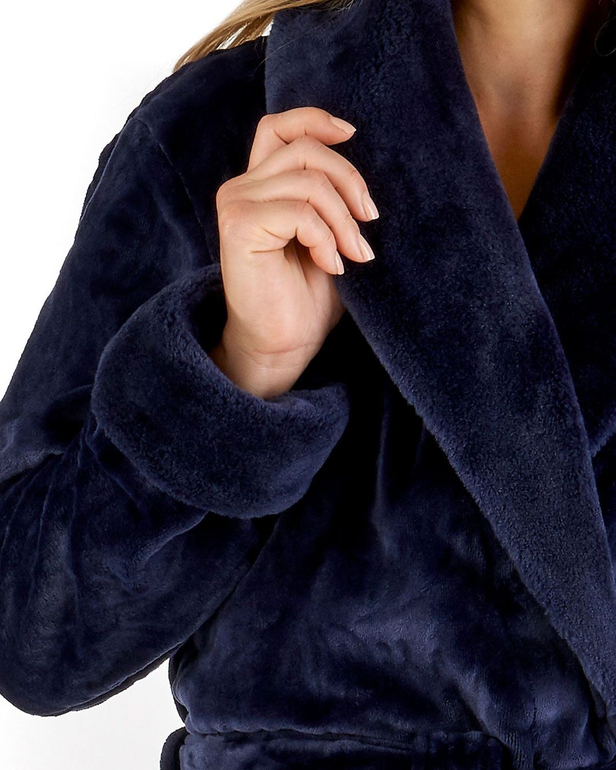 Ladies Slenderella Luxury Soft 52/" Long Faux Fur Shawl Collar Wrap Dressing Gown