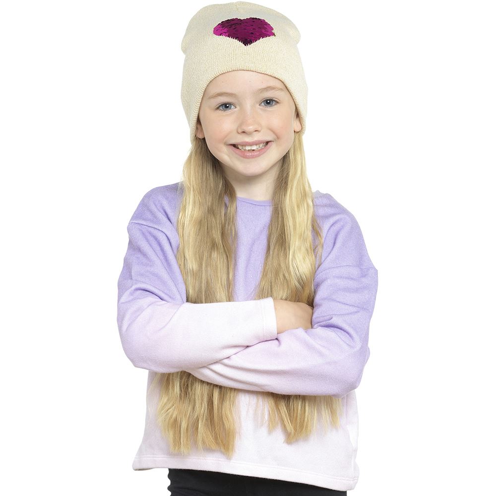 Details about / Girls Kids Childrens Winter Unicorn//Heart Knitted Beanie Hat