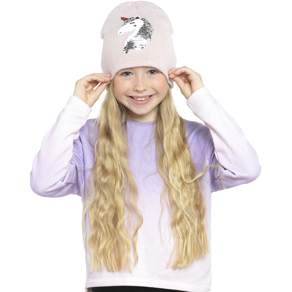 Details about / Girls Kids Childrens Winter Unicorn//Heart Knitted Beanie Hat